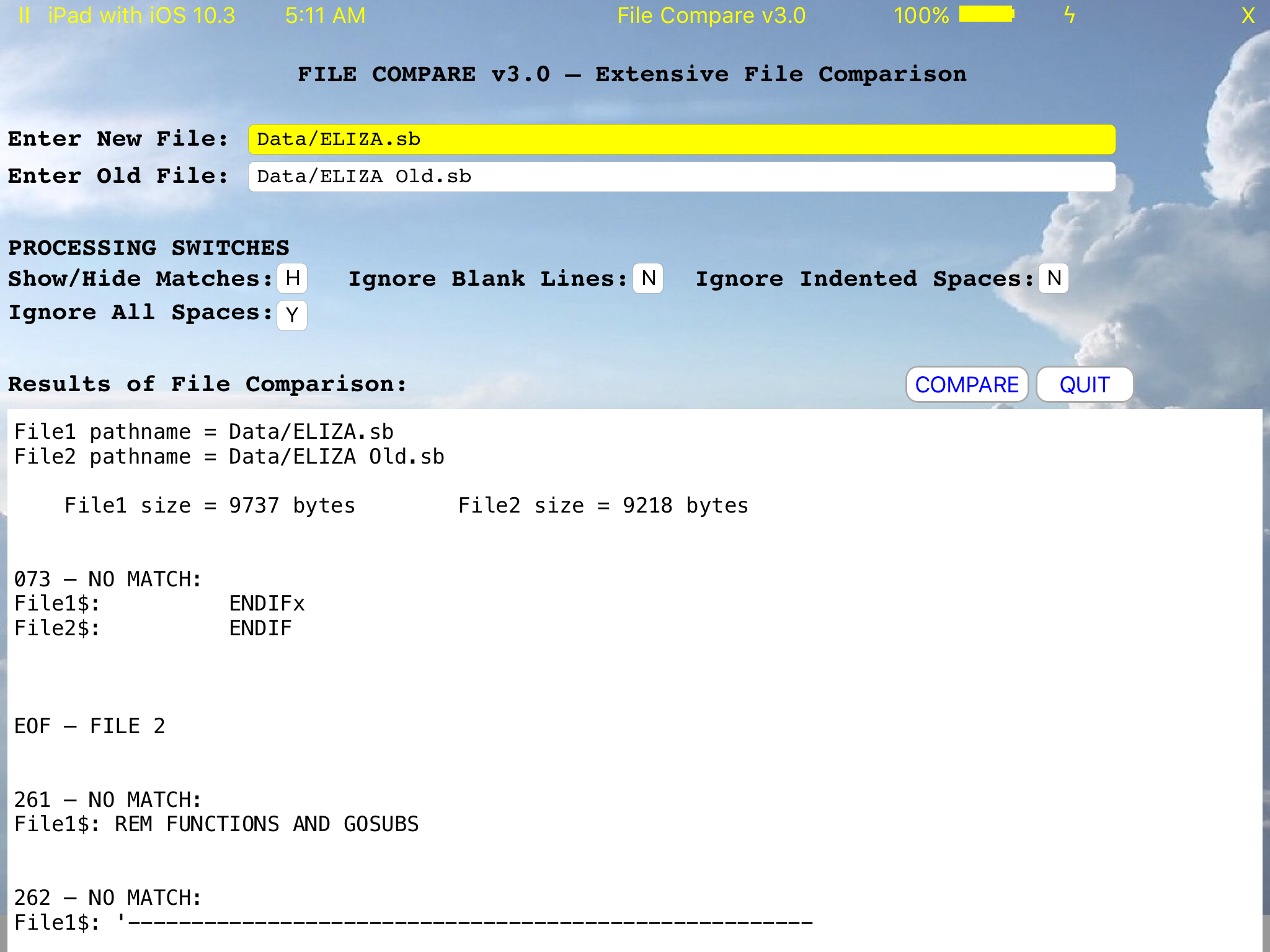 Example of File Compare GUI