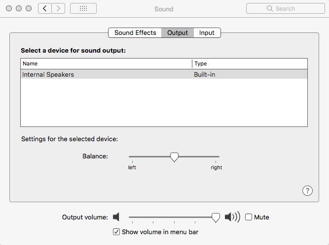 Audio: Output Settings