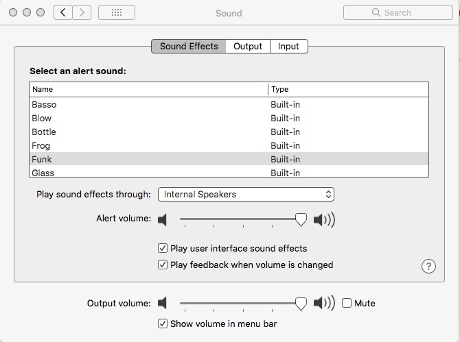 Audio: Sound Effects Settings